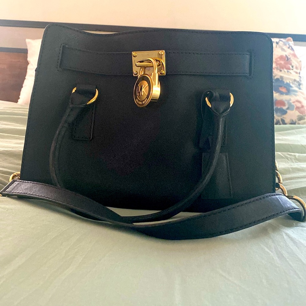 Michael Kors Hamilton East-West satchel black Saginaw leather
